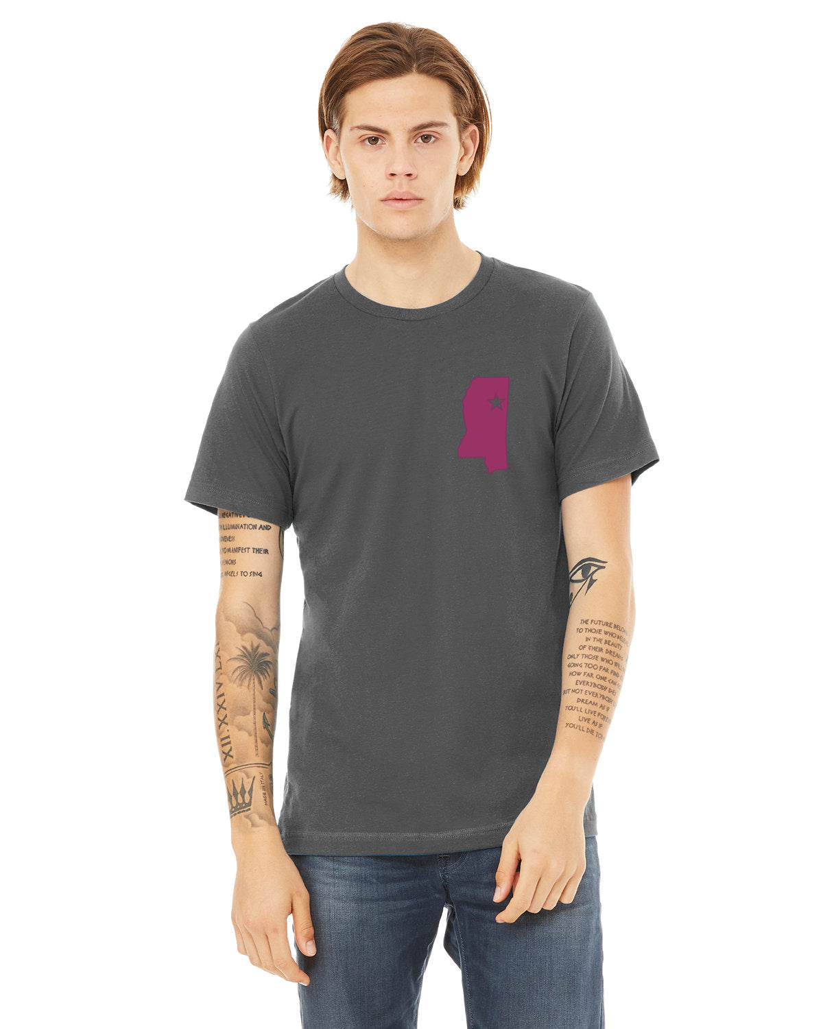 Starkville - Bella Canvas Unisex CVC Short Sleeve Tee w/ State of MS on the Left Chest