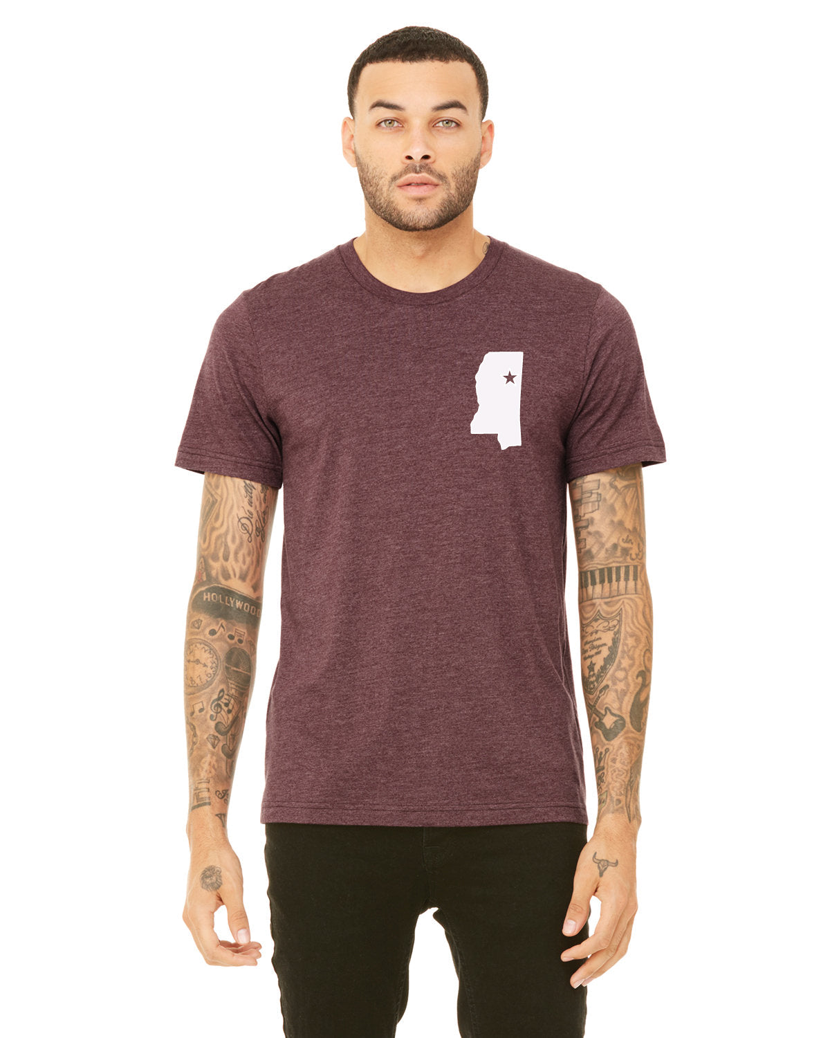 Starkville - Bella Canvas Unisex CVC Short Sleeve Tee w/ State of MS on the Left Chest