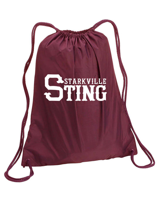 Maroon Liberty Large Drawstring Backpack (8882) with white Starkville Sting Logo