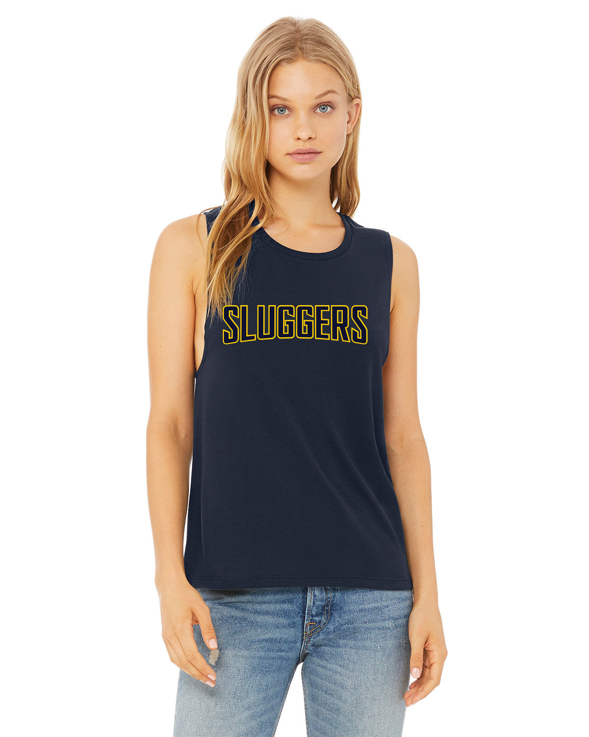 23SSL-B8803 Bella Canvas Ladies' Flowy Scoop Muscle Tank with MS Sluggers Logo