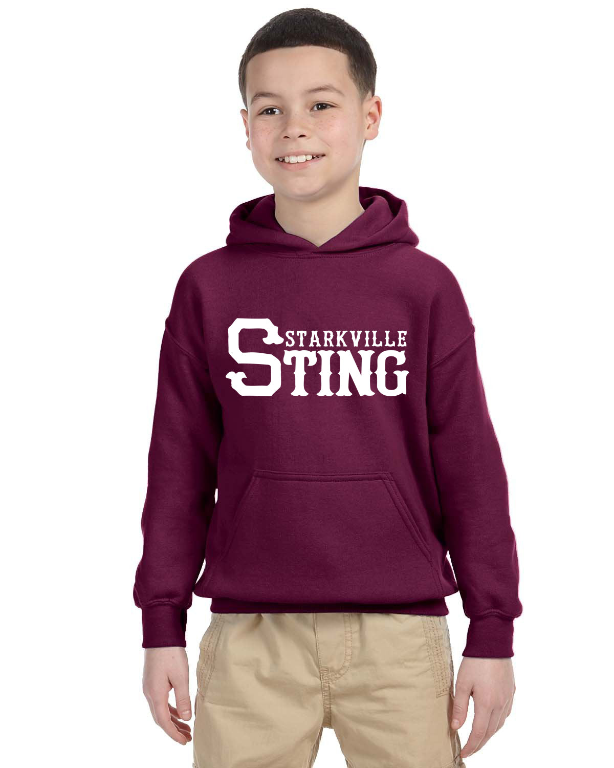 23SSL-185B-G YOUTH- Heavy Blend™ 8 oz., 50/50 Hooded Sweatshirt w/ Starkville Sting Logo