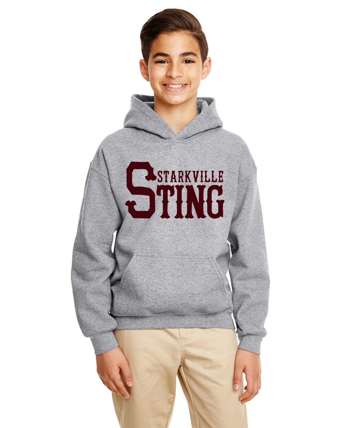 23SSL-185B-G YOUTH- Heavy Blend™ 8 oz., 50/50 Hooded Sweatshirt w/ Starkville Sting Logo