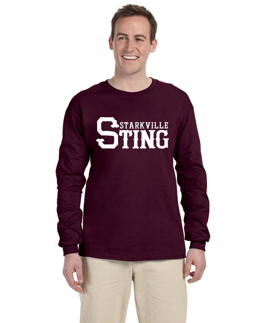 G240 Long Sleeve 6oz 100% Cotton Tee with Starkville Sting Logo