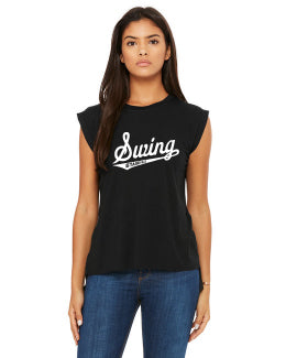 23SSL-8804 Bella Canvas Ladies' Flowy Muscle T-Shirt with Rolled Cuff w/ Swing Team Logo