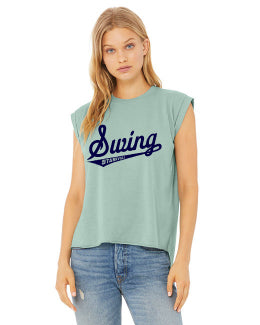 23SSL-8804 Bella Canvas Ladies' Flowy Muscle T-Shirt with Rolled Cuff w/ Swing Team Logo