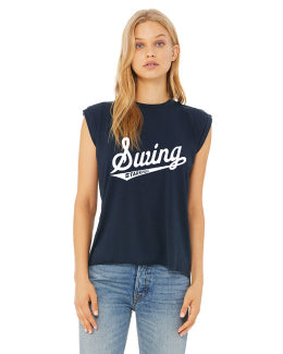 23SSL-8804 Bella Canvas Ladies' Flowy Muscle T-Shirt with Rolled Cuff w/ Swing Team Logo